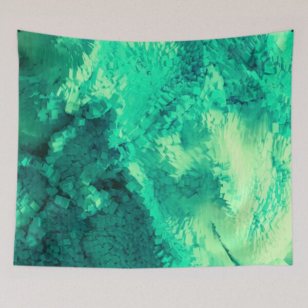 Item preview, PATTERN DESIGN STUDY #96 – Abstract Green White Clusters of Cubes designed and sold by DEL-Productions.