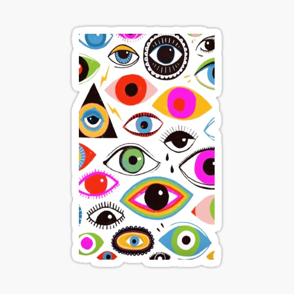 Colorful Evil Eyes Sticker For Sale By Pinkydreams Redbubble