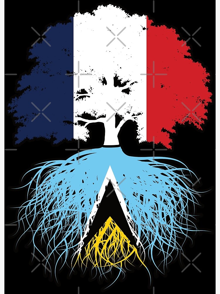 Disover Saint Lucia Saint Lucian French France Tree Roots Flag Premium Matte Vertical Poster