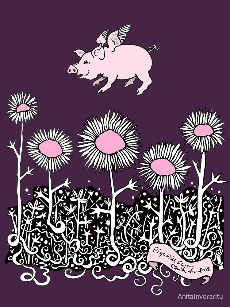 Thumbnail 3 of 3, Fitted T-Shirt, Pigs will Fly designed and sold by AnitaInverarity.