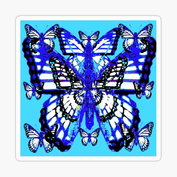 " BLUE COLOR MONARCH STYLE BUTTERFLIES PATTERNS ART" Sticker for Sale
