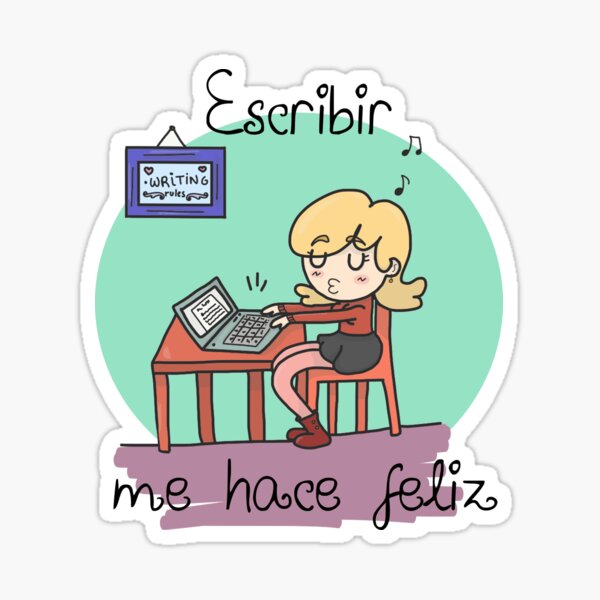 Escribir me hace feliz Pegatina