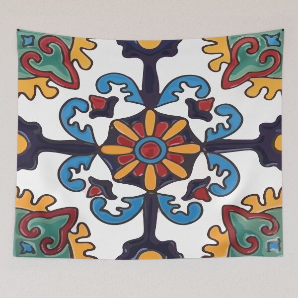 Item preview, Colorful mexican talavera tile abstract mandala geometric pattern designed and sold by T-Mex.