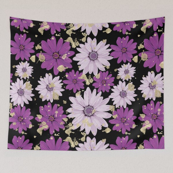 Item preview, purple and gold summer floral seamless pattern designed and sold by ni3ma.