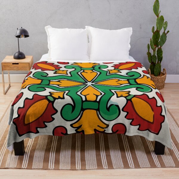 Item preview, Abstract leaves mexican folk art talavera tile designed and sold by T-Mex.