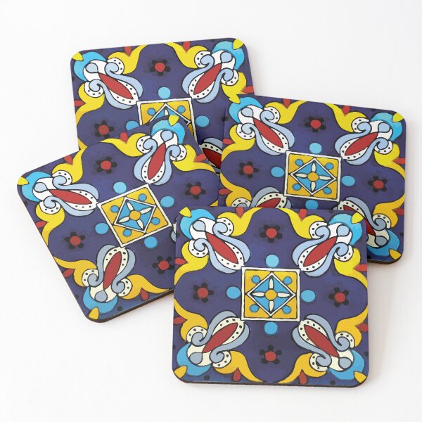 Item preview, Abstract blue cruz mexican modern talavera tile wall designed and sold by T-Mex.
