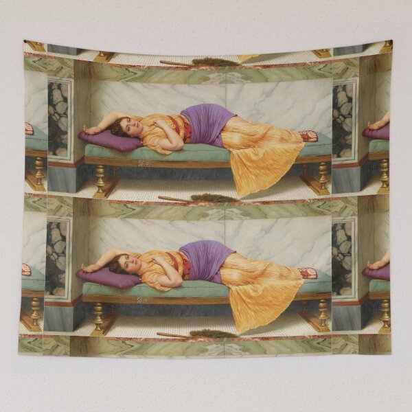 Item preview, The Day Dream  by jw Godward "Girl with a beautiful transparent Summer golden rose Dress" John William Godward  designed and sold by TeeARTHY.
