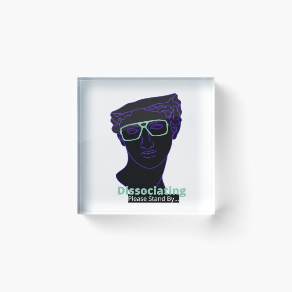 Item preview, Dissociating - Please Stand By... (Black) - Geek Statue, Greek Bust, Nerdy Glasses, Coping Mechanisms designed and sold by Quirkdom.