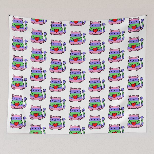 Item preview, Trigender Pride Flag Kitty designed and sold by ilexdesigns.
