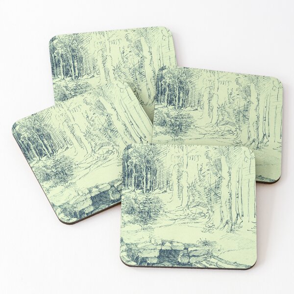 Item preview, Forest glade with a walled fountain by which two men are sitting  designed and sold by Golido.