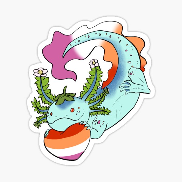 "Lesbian Strawberry Axolotl" Sticker for Sale by Cherushii78 | Redbubble