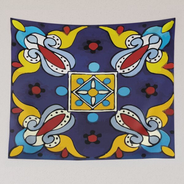 Item preview, Abstract blue cruz mexican modern talavera tile wall designed and sold by T-Mex.