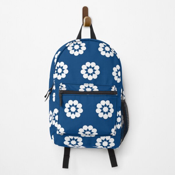 Item preview, White Flower Blossoms On Rotary Blue Background designed and sold by burbankdesigns.