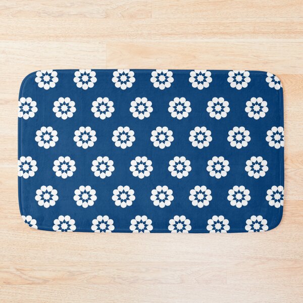 Item preview, White Flower Blossoms On Rotary Blue Background designed and sold by burbankdesigns.