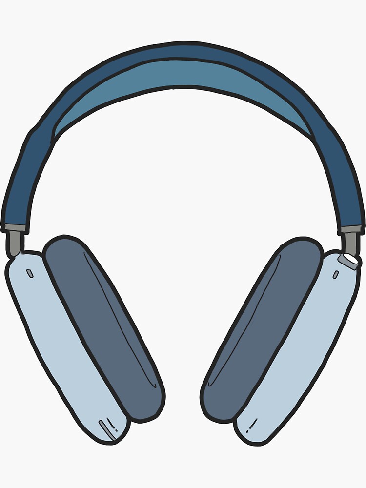 "Light blue over ear headphones trendy aesthetic" Sticker for Sale by