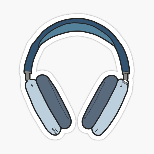 "Light blue over ear headphones trendy aesthetic" Sticker for Sale by