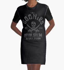 Die Goonies - Never Say Die - Grau auf Schwarz T-Shirt Kleid