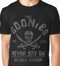 The Goonies - Never Say Die - Grey on Black Graphic T-Shirt