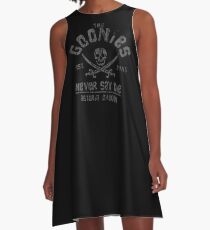 The Goonies - Never Say Die - Grey on Black A-Line Dress
