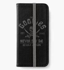 Vinilo o funda para iPhone Los Goonies - Never Say Die - Gris sobre negro