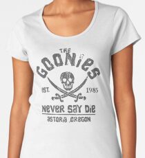 The Goonies - Never Say Die - Grey on Black Women's Premium T-Shirt