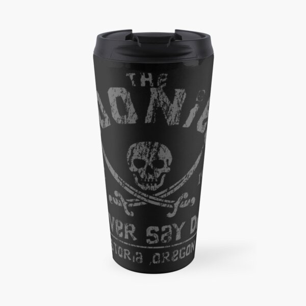 Die Goonies - Sag niemals Die - Grau auf Schwarz Kaffee-Thermobecher