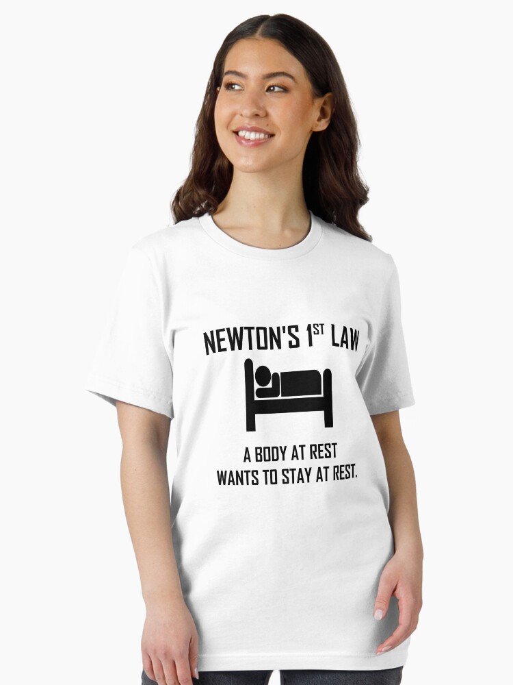 Thumbnail 2 of 7, Essential T-Shirt, Newton's First Law- Funny Physics Joke designed and sold by the-elements.
