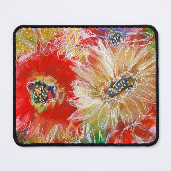 Item preview, Red Poppy Yellow Floral Bouquet Abstract Rustic Mixed Media Painting designed and sold by JoanneHerrmann.