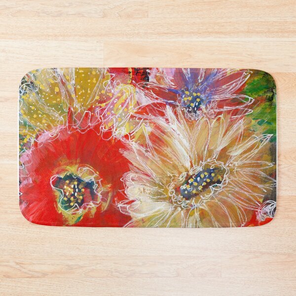 Item preview, Red Poppy Yellow Floral Bouquet Abstract Rustic Mixed Media Painting designed and sold by JoanneHerrmann.