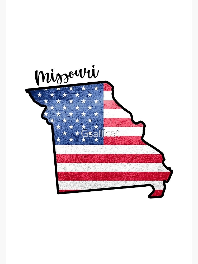 "Missouri State Outline with Patriotic USA American Flag" Poster for