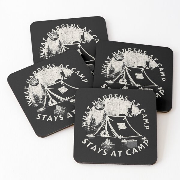 Item preview, What happens at camp stays at camp – Funny camping quote  designed and sold by yococo.