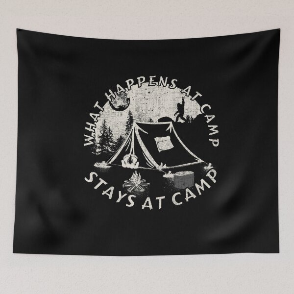 Item preview, What happens at camp stays at camp – Funny camping quote  designed and sold by yococo.