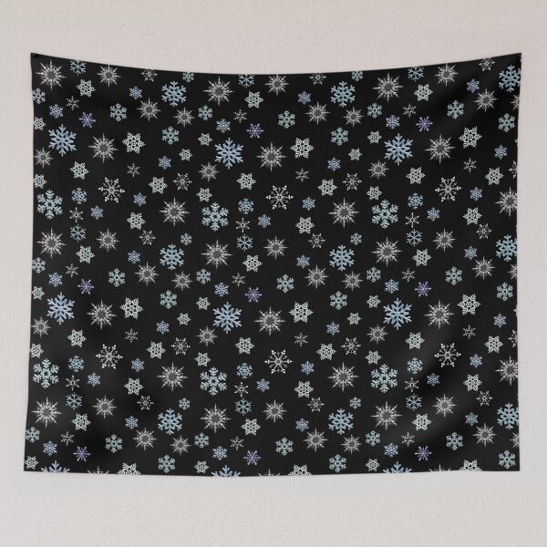 Item preview, Snowflakes on black background, regular grid design. Small flakes. designed and sold by imyournightmare.