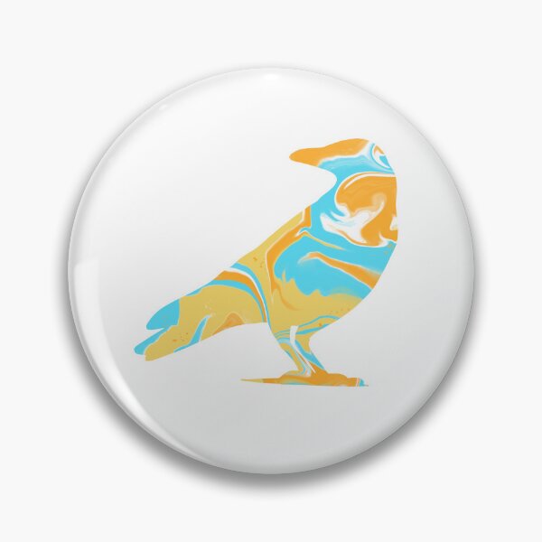 Item preview, Colorful marbled crow — aqua, yellow, orange bird designed and sold by thephoenixsoul.