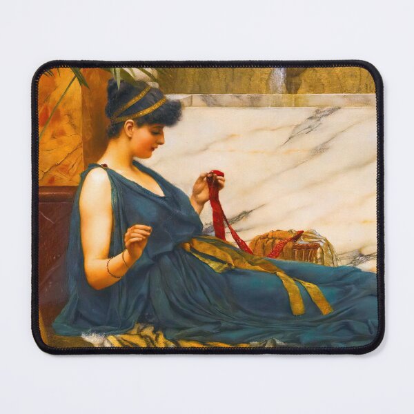 Item preview, The Tigerskin (Sewing Girl), jw godward  "Girl with a beautiful transparent Summer purple Dress" John William Godward designed and sold by TeeARTHY.