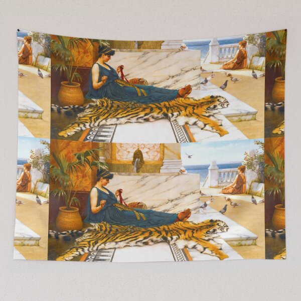 Item preview, The Tigerskin (Sewing Girl), jw godward  "Girl with a beautiful transparent Summer purple Dress" John William Godward designed and sold by TeeARTHY.