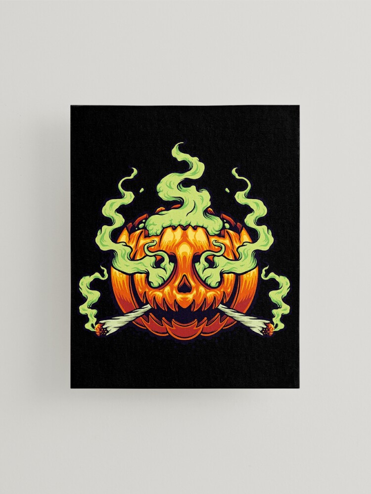 Stoner Pumpkin Halloween Mounted Print for Sale by leen12