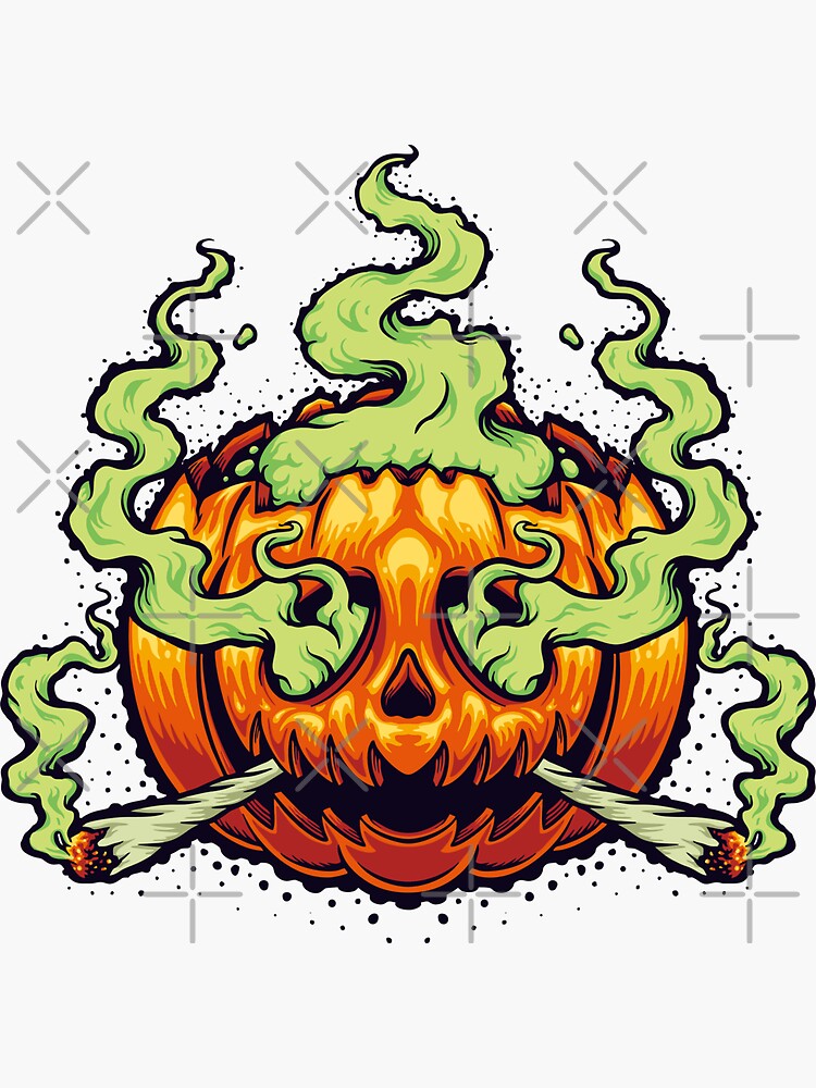 stoner-pumpkin-halloween-sticker-for-sale-by-leen12-redbubble