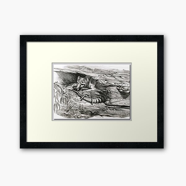 ICON ~ D1G1TAL-M00DZ ~ Thylacine Mother and Young by tasmanianartist Framed Art Print