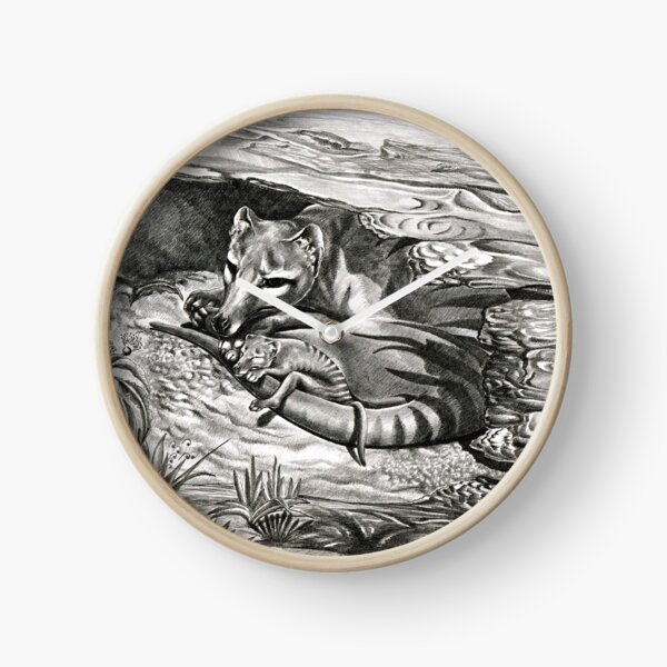 ICON ~ D1G1TAL-M00DZ ~ Thylacine Mother and Young by tasmanianartist Clock