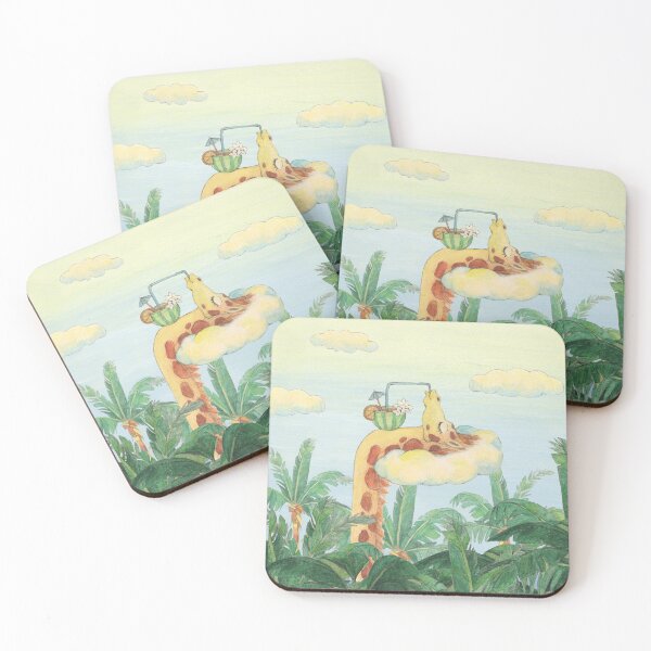Item preview, Giraffes drinking tropical drinks  designed and sold by hahaha-creative.