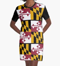 MARYLAND, America, Flag of Maryland, Maryland Flag, Pure & Simple, USA, on BLACK Graphic T-Shirt Dress