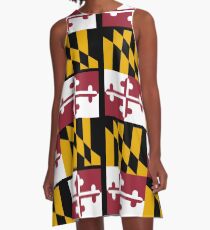 MARYLAND, America, Flag of Maryland, Maryland Flag, Pure & Simple, USA, on BLACK A-Line Dress