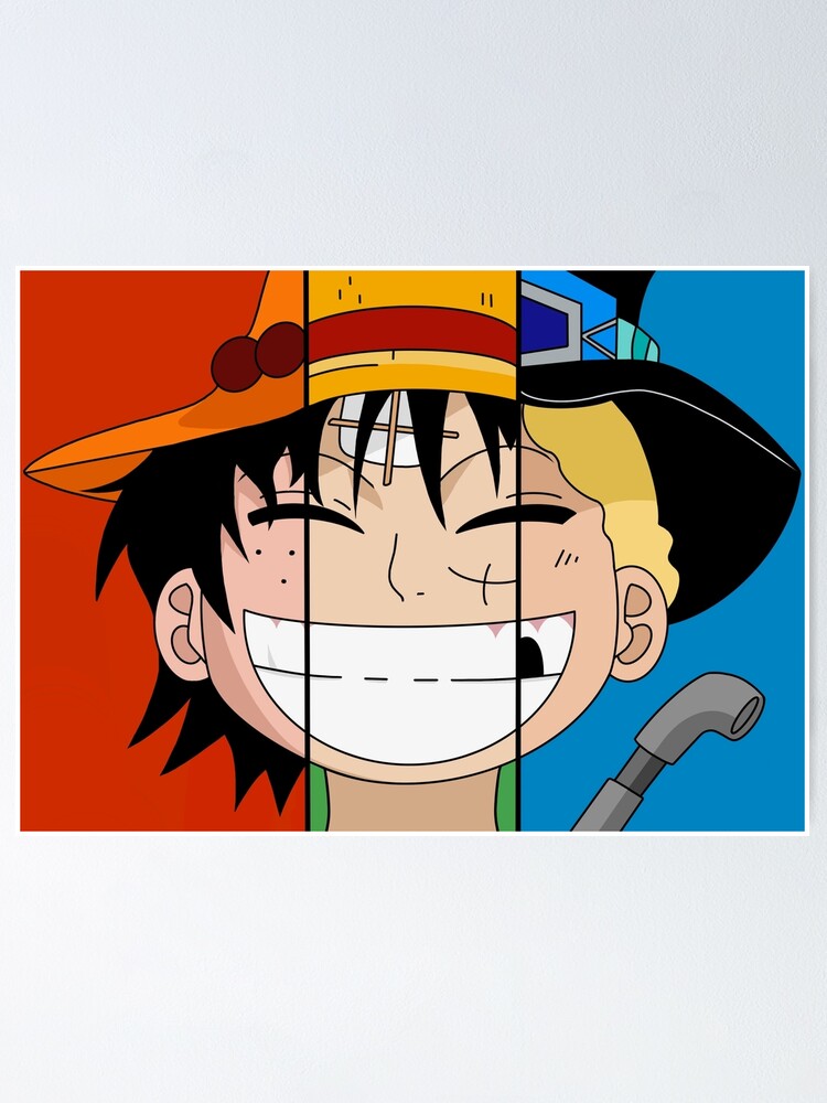 Big Three Brothers Pirate Hats Luffy Ace And Sabo From One Piece Anime Made  With Cool Black Line Art Art Print for Sale by Animangapoi