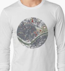 Seville city map engraving Long Sleeve T-Shirt