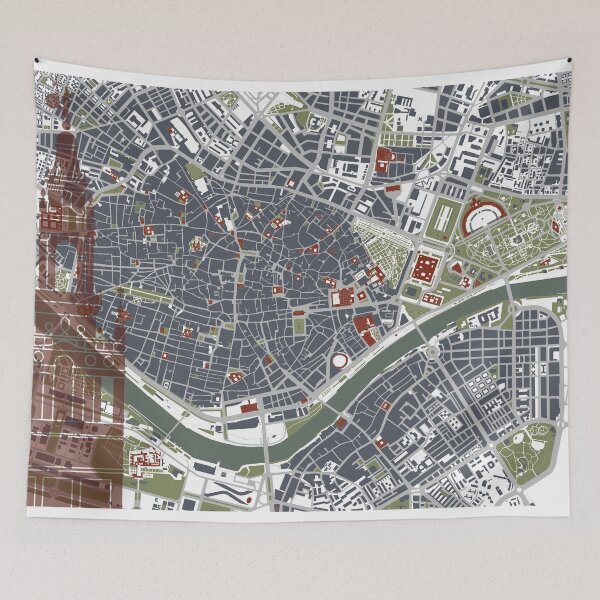 Item preview, Seville city map engraving designed and sold by PlanosUrbanos.