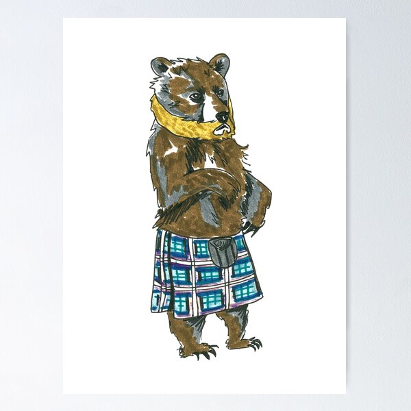 Scottish Bearded Bear Poster