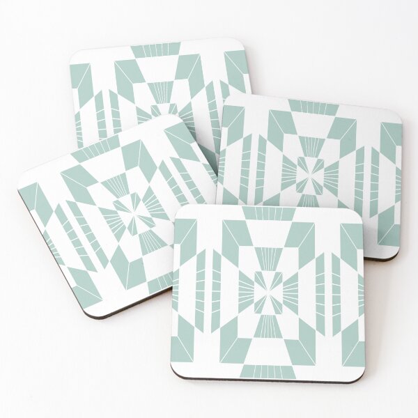 Item preview, Seafoam and White Art Deco Tiles designed and sold by BeJolley.