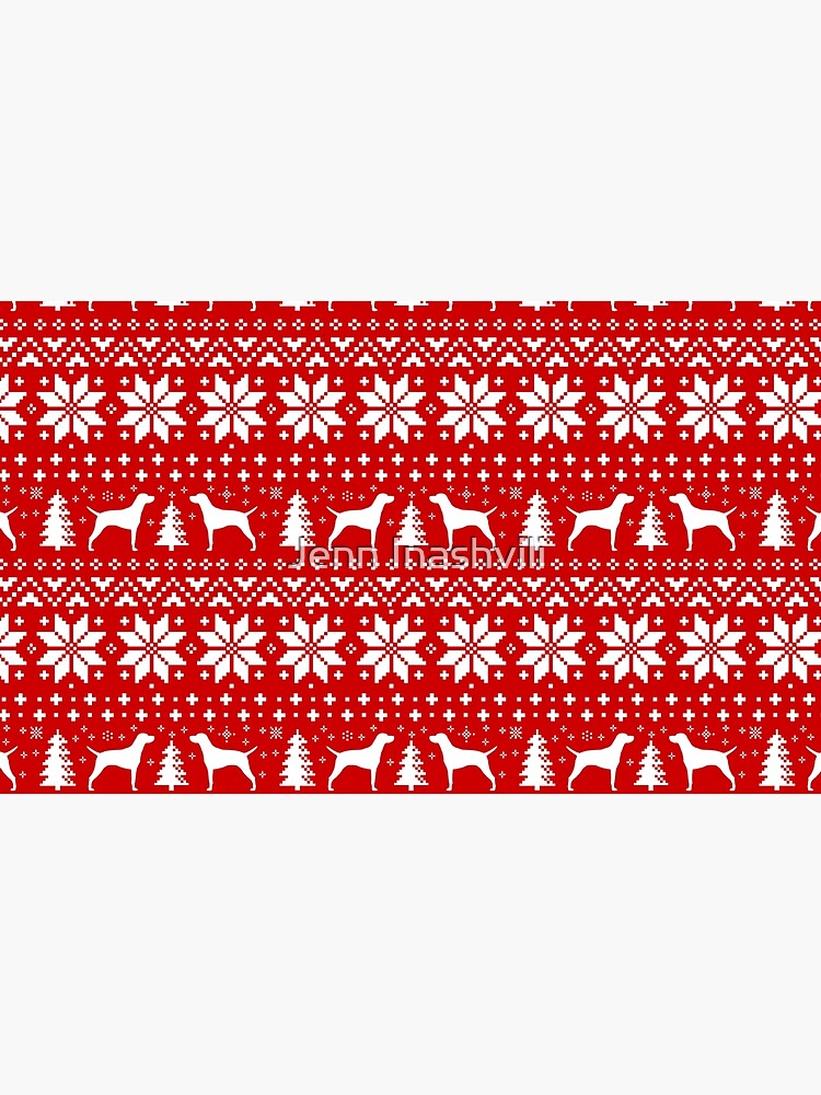 Vizsla Silhouettes Red and White Christmas Holiday Pattern by ShortCoffee