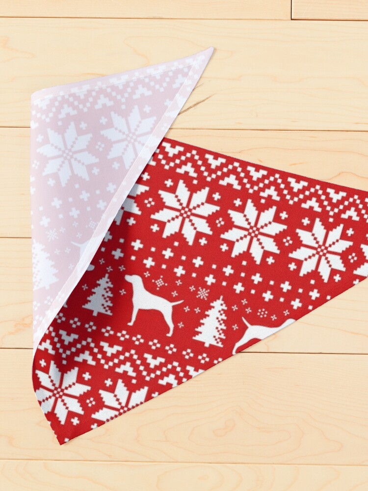 Alternate view of Vizsla Silhouettes Red and White Christmas Holiday Pattern Pet Bandana